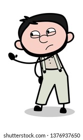 Showing Slap - Retro Repairman Cartoon Worker Vector Illustration