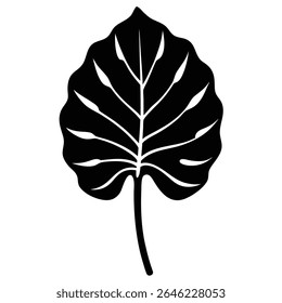 Mostrando uma silhueta impressionante de uma folha de monstera, detalhada com veias proeminentes contra um fundo claro, criando um símbolo botânico minimalista pronto para aplicações versáteis.