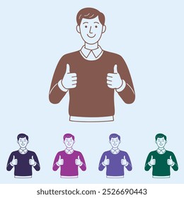 Showing thumb up isolated vector illustration EPS