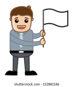Showing a White Peace Flag - Business Cartoon