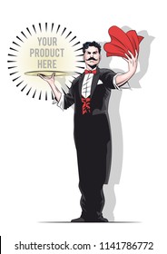 Showman Illusionist Product Placement Vector Illustration 