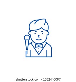 Showman line icon concept. Showman flat  vector symbol, sign, outline illustration.