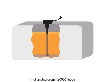 Shown is a capacitive measuring sensor to determine the fuel level installed in the vehicle tank. Vector, illustration