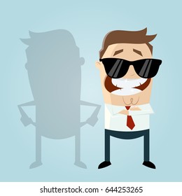 show-off man and his poor shadow with empty pockets
