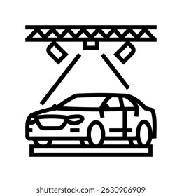 showroom display car dealership line icon vector. showroom display car dealership sign. isolated contour symbol black illustration
