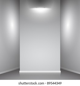showroom with empty walls and light