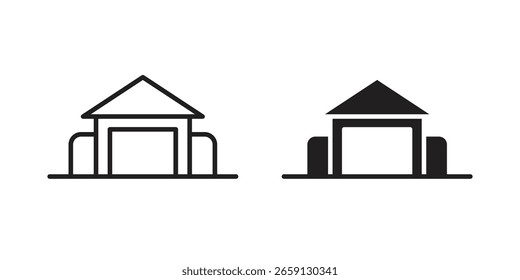 Vector del icono de la sala de exposición editable. conjunto de Vectores negros