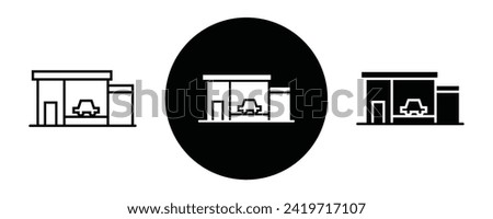 Showroom outline icon collection or set. Showroom Thin vector line art