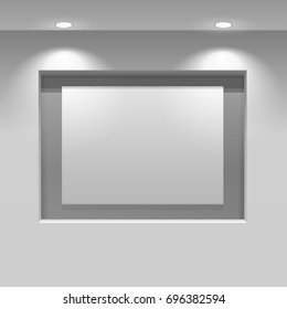 Showroom Panel. Horizontal poster hanging on the wall in the interior. For Mock up Your Design. vector illustration.