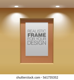 Showroom Panel. Vertical poster hanging on the wall in the interior. For Mock up Your Design. vector illustration.