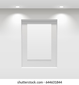 Showroom Panel. Vertical poster hanging on the wall in the interior. For Mock up Your Design. vector illustration.