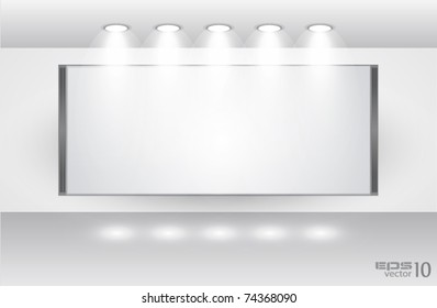 Showroom for product with LED spotlights and place for text or image