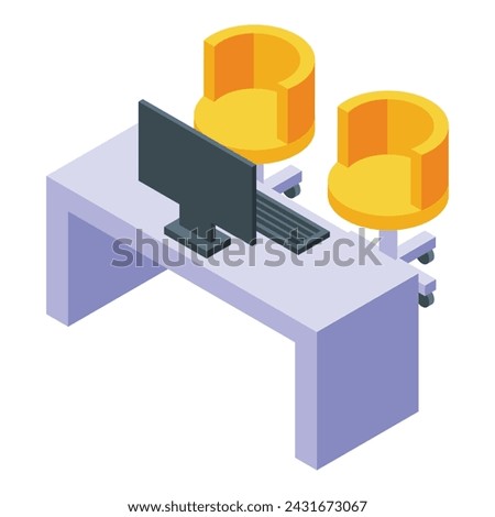 Showroom reception icon isometric vector. Auto shop garage. City sale service