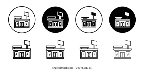 Showroom Vektorsymbol Set-Sammlung. Showroom Outline Wohnung Symbol.