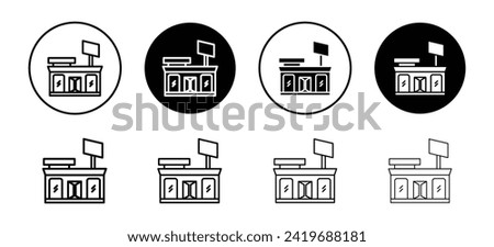 Showroom vector icon set collection. Showroom Outline flat Icon.