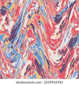 shows an abstract pattern consisting of a mixture of various colors. the pattern is dominated by red, blue, yellow and purple tones