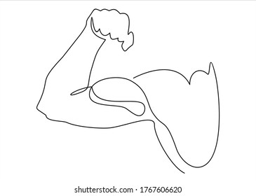 shows bicep continuous one line vector drawing.