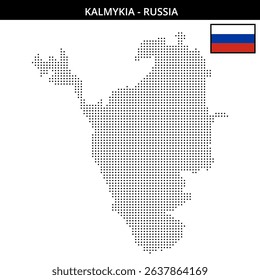 Shows a dotted map outline of Kalmykia Russia