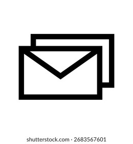 Shows an envelope with notification in outline, symbolizing new messages.