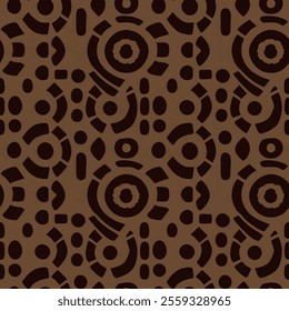 It shows a geometric pattern in brown tones. The pattern is formed by a combination of circular and oval shapes and contains a repeating motif