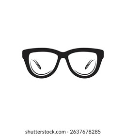 Shows an isolated black eyeglasses frame with a modern design. It features a simple vector style and a transparent background, ideal for versatile applications.