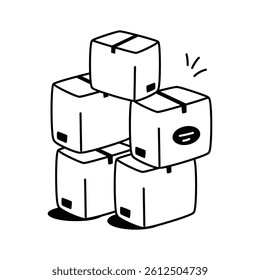 Shows multiple packages ready for shipping or delivery