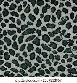 It shows a pattern resembling a leopard pattern. The pattern consists of dark green and black spots on a light grey background