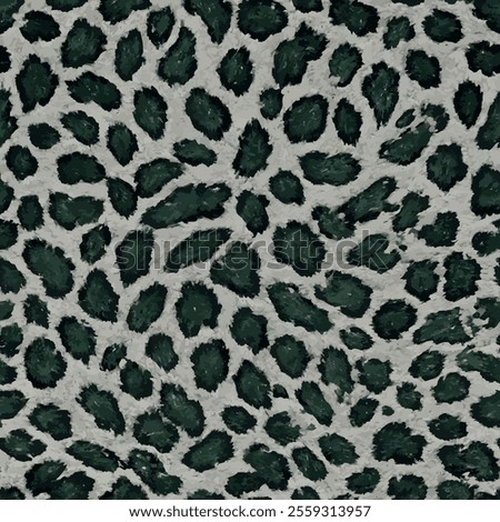 It shows a pattern resembling a leopard pattern. The pattern consists of dark green and black spots on a light grey background