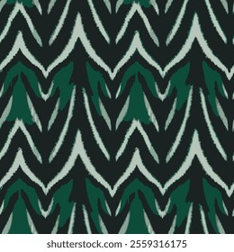 shows a repeating pattern with a zigzag or chevron pattern. The pattern consists of alternating dark green, black and white colours, creating a visually striking and symmetrical design