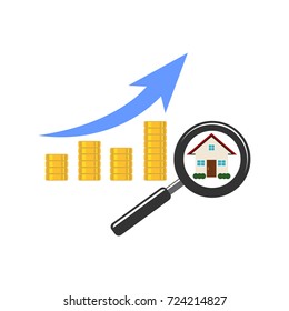 Shows a rise in prices for real estate. Growth in sales of real estate. Expensive house