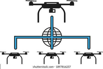 Shows schemes for connecting drones to each other to create a world wide web.