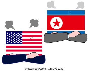 It shows the state of diplomacy between countries.It is the relationship between America and North Korea.