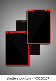shows a tablet, phone, vector