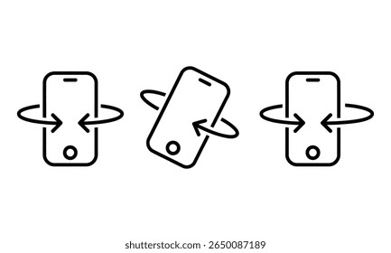 Shows three phone icons with arrows circling them, depicting screen rotation on a transparent background, perfect for illustrating mobile responsiveness.