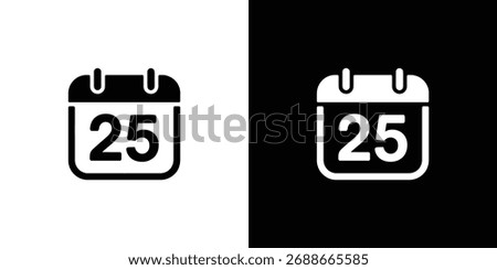 Shows two calendar icons with date twenty-five. One is black on a white background, and the other is white on a black background. Clean, isolated design.