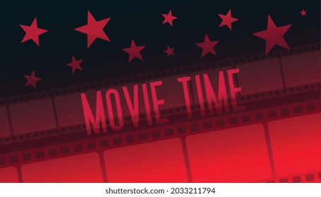 showtime movie time film strip red background