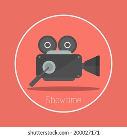 Showtime : Vector movie camera icon flat design