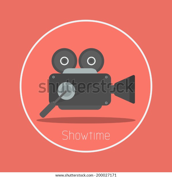 Showtime : Vector\
movie camera icon flat\
design
