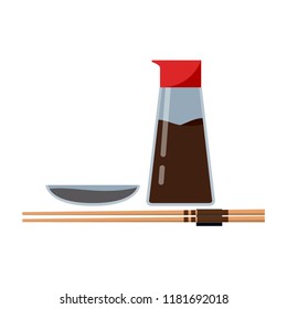 Shoyu sauce cartoon. chopsticks vector.