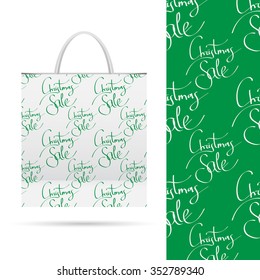 Shpistmas sale. Holiday pattern over paper package.  Seamless pattern. Vector EPS File contains seamless patterns under clipping mask and in swatches.