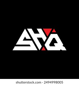SHQ triangle letter logo design with triangle shape. SHQ triangle logo design monogram. SHQ triangle vector logo template with red color. SHQ triangular logo Simple, Elegant, and Luxurious design.