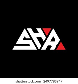 SHR triangle letter logo design with triangle shape. SHR triangle logo design monogram. SHR triangle vector logo template with red color. SHR triangular logo Simple, Elegant, and Luxurious design.