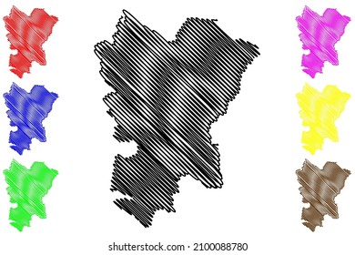 Shravasti district (Uttar Pradesh State, Republic of India) map vector illustration, scribble sketch Shravasti map