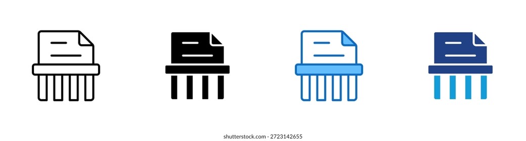 Shred File Multiple Style Icon Design Vector - document being shredded, symbolizing deletion, destruction, or secure file removal