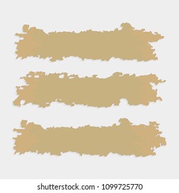 Shred and part of ancient papyrus. Parchment antique grungy, textured brown paper of set. Vector illustration