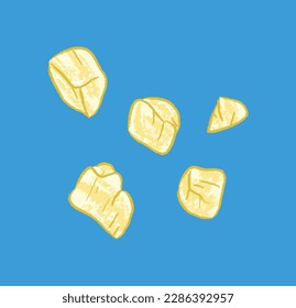 Shredded golden garlics in ingredient illustration
