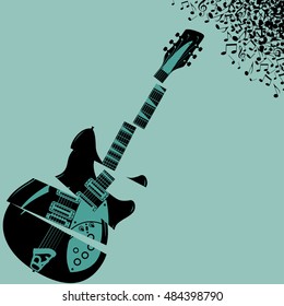 Shredded Guitar Music background with space for type