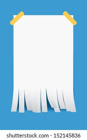 Shredded paper on blue background 