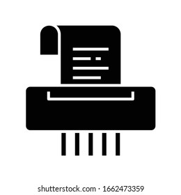 Shredder black icon, concept illustration, vector flat symbol, glyph sign.