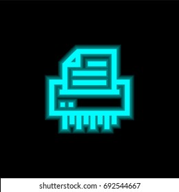 Shredder blue glowing neon ui ux icon. Glowing sign logo vector